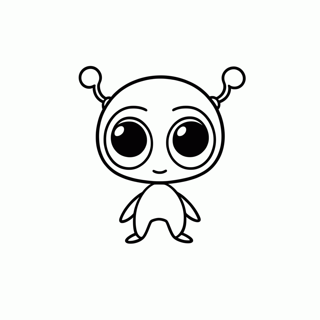 Desenho de Alienígena Fofo para colorir e imprimir grátis em folha A4