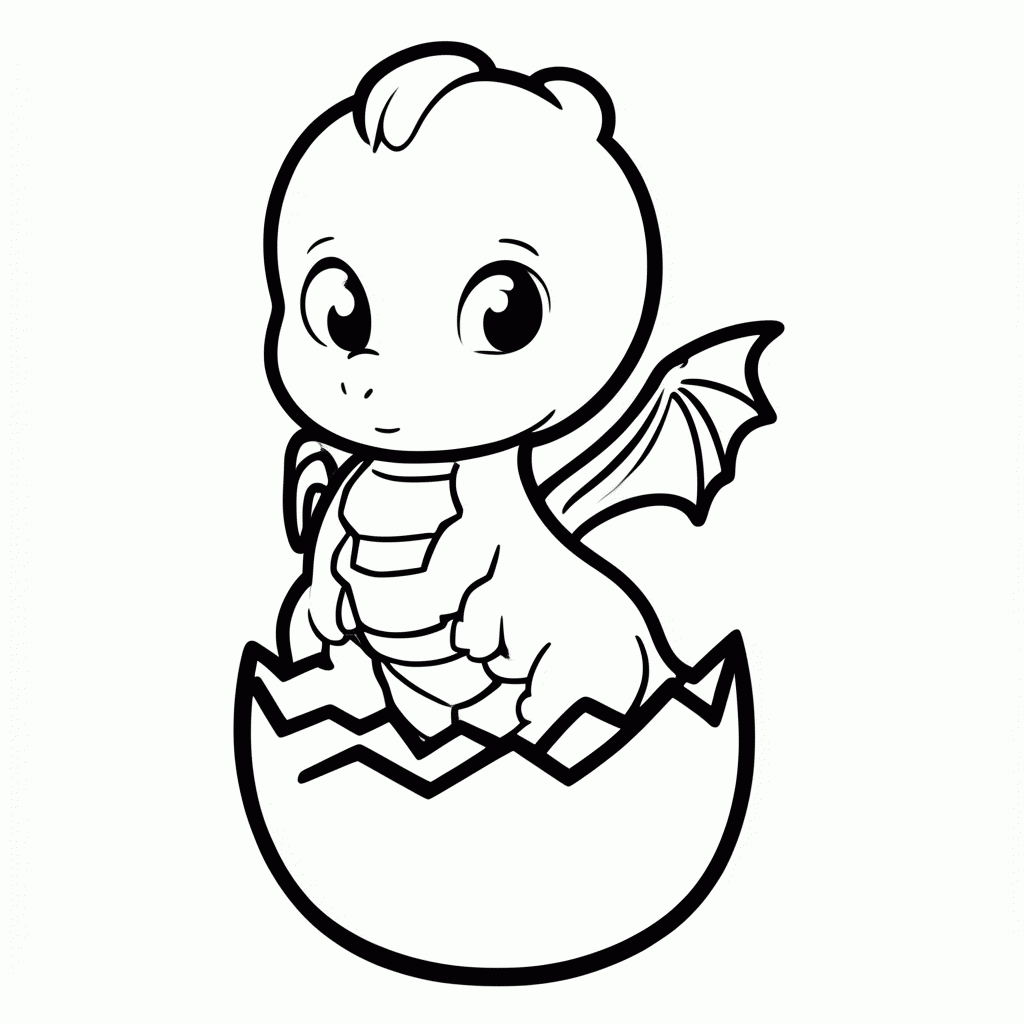 Desenho de Dragao Bebe para colorir e imprimir grátis em folha A4