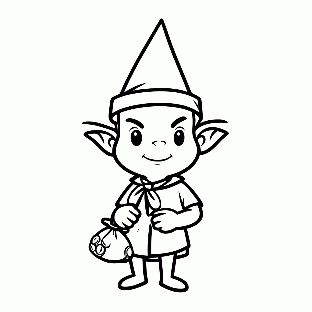 Desenho de Duende para colorir e imprimir grátis em folha A4
