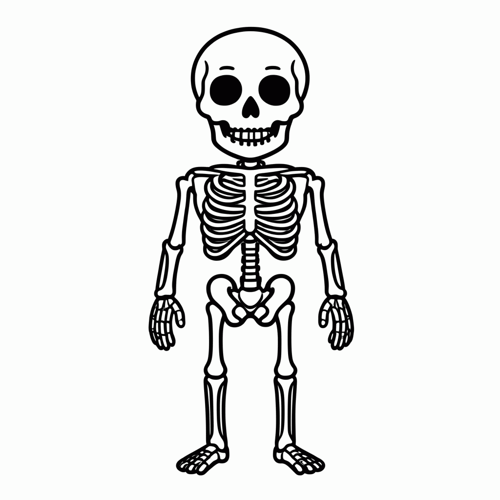 Desenho de Esqueleto para colorir e imprimir grátis em folha A4