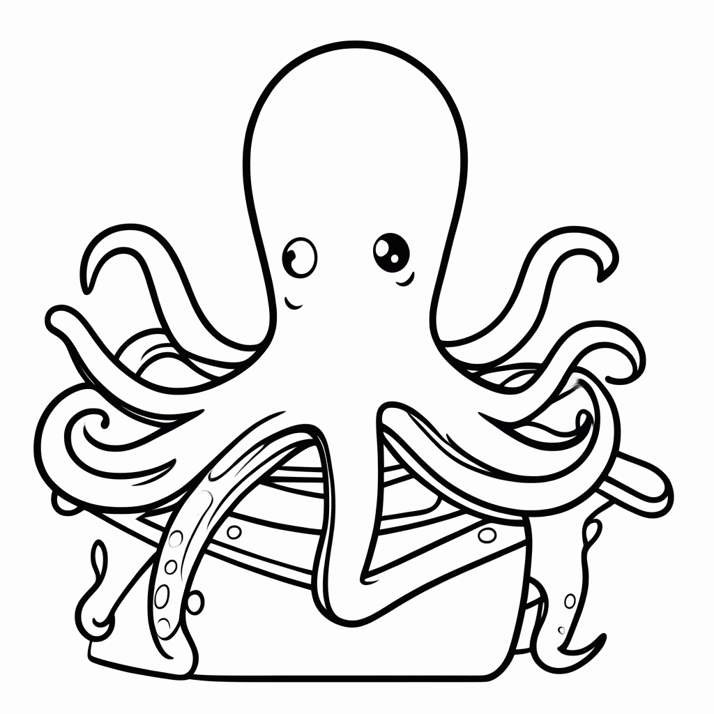 Desenho de Kraken para colorir e imprimir grátis em folha A4