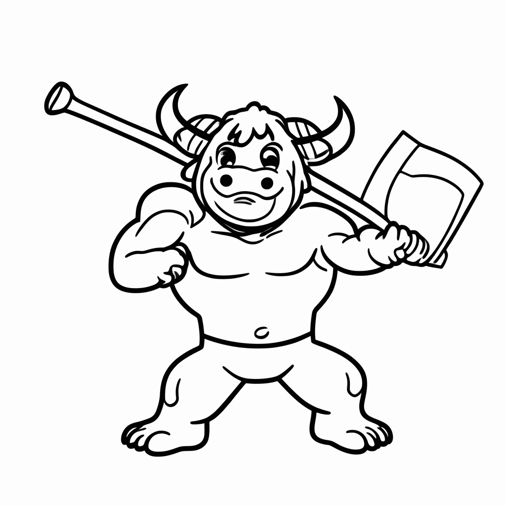 Desenho de Minotauro para colorir e imprimir grátis em folha A4