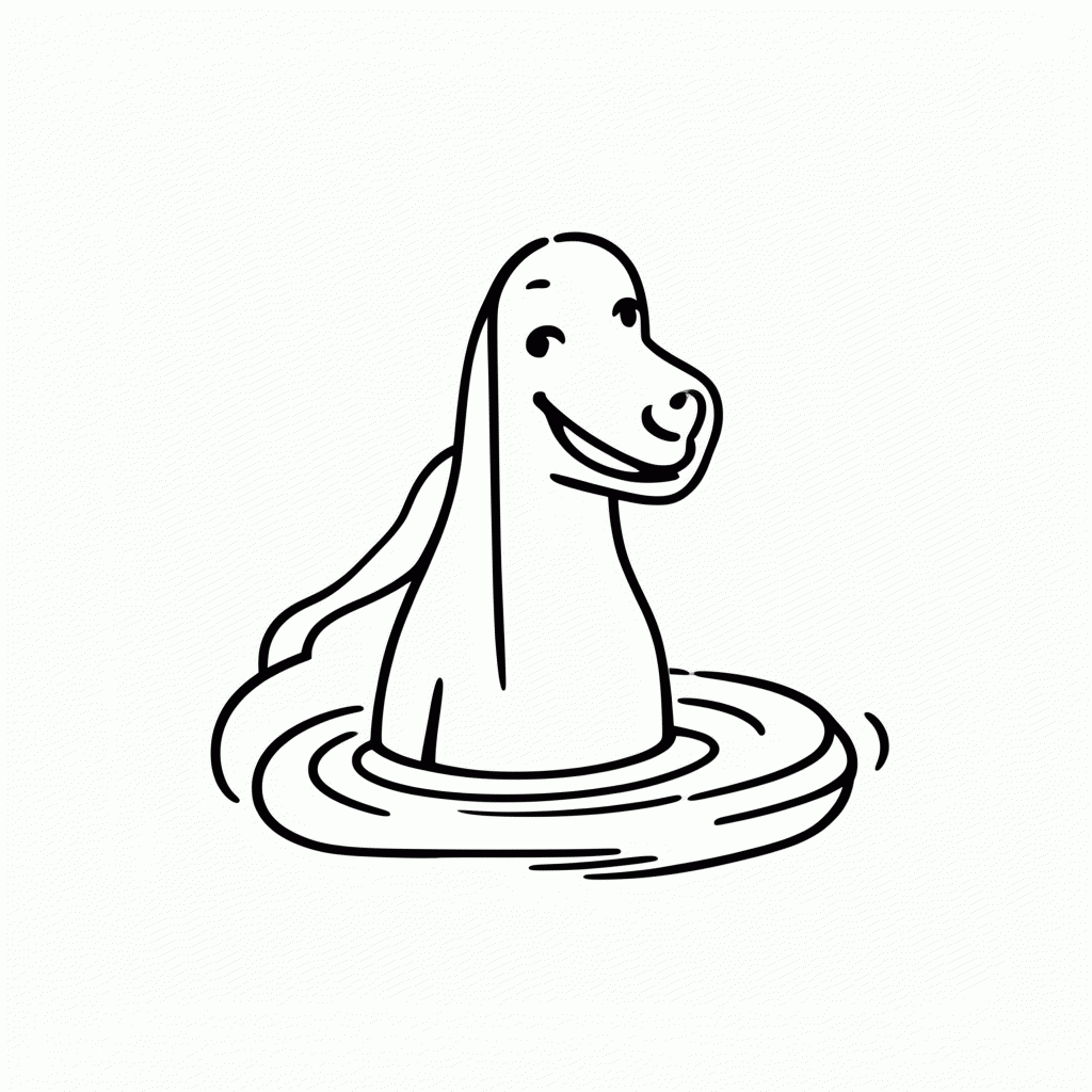 Desenho de Monstro Loch Ness para colorir e imprimir grátis em folha A4