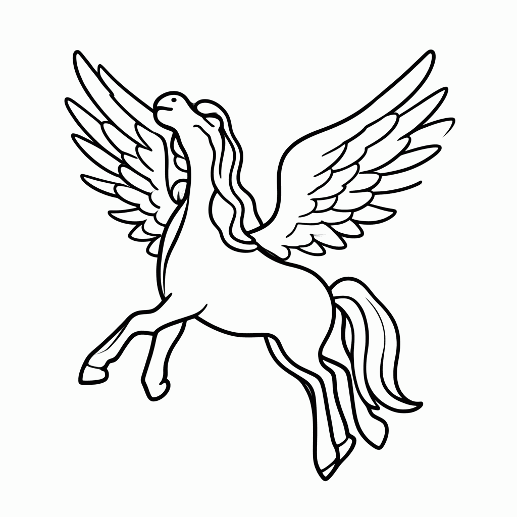 Desenho de Pegasus para colorir e imprimir grátis em folha A4