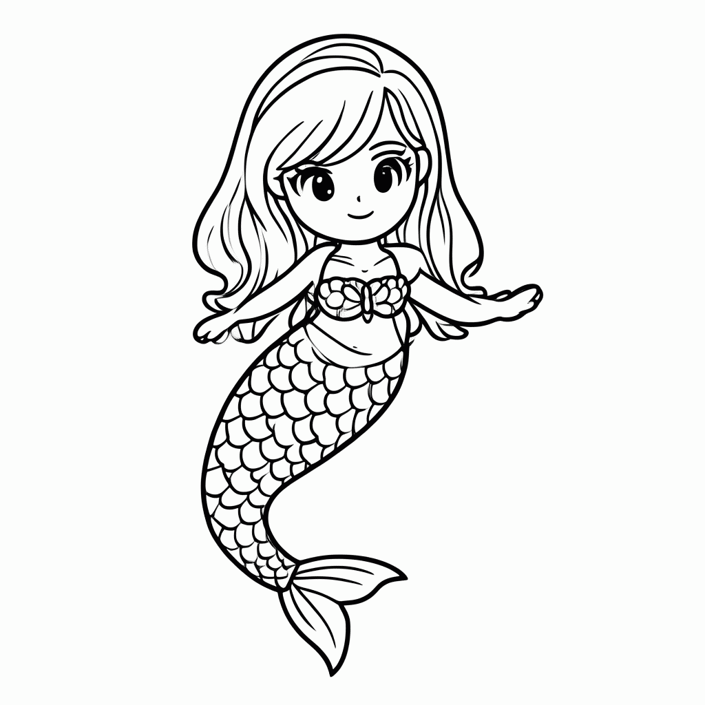 Desenho de Sereia Monstro para colorir e imprimir grátis em folha A4