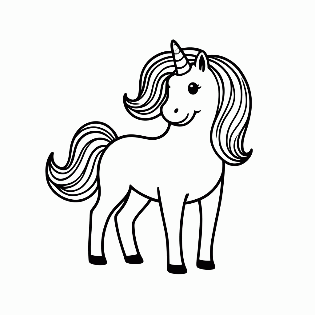 Desenho de Unicornio para colorir e imprimir grátis em folha A4