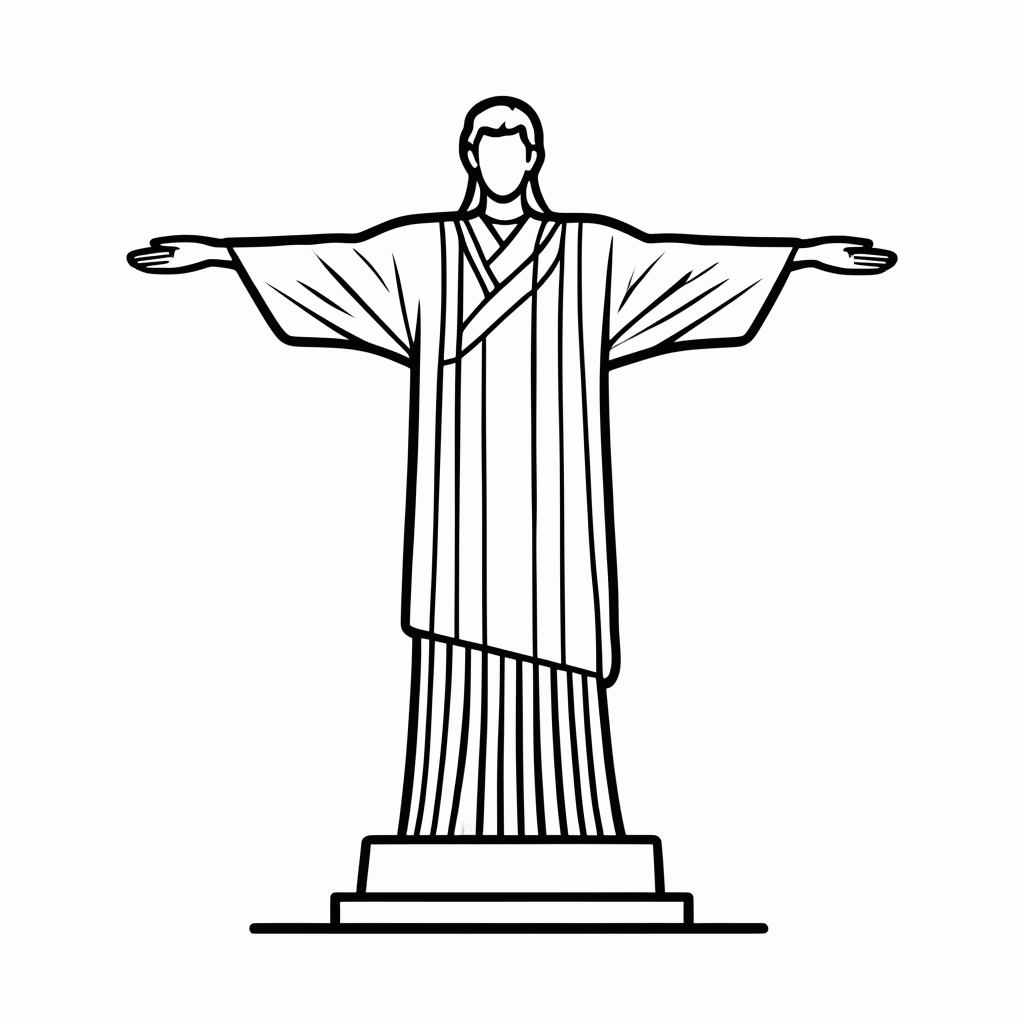 Desenho de Cristo Redentor para colorir e imprimir grátis em folha A4