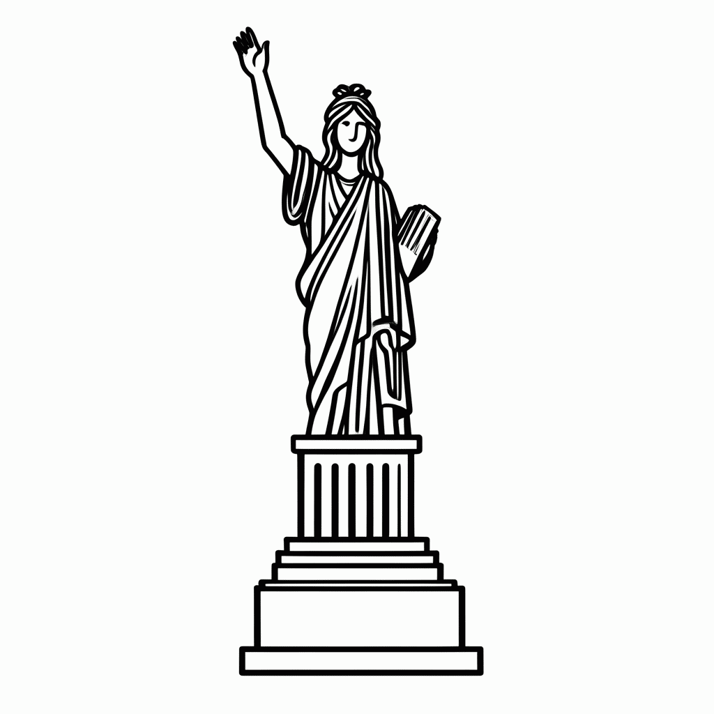 Desenho de Estatua Da Liberdade para colorir e imprimir grátis em folha A4