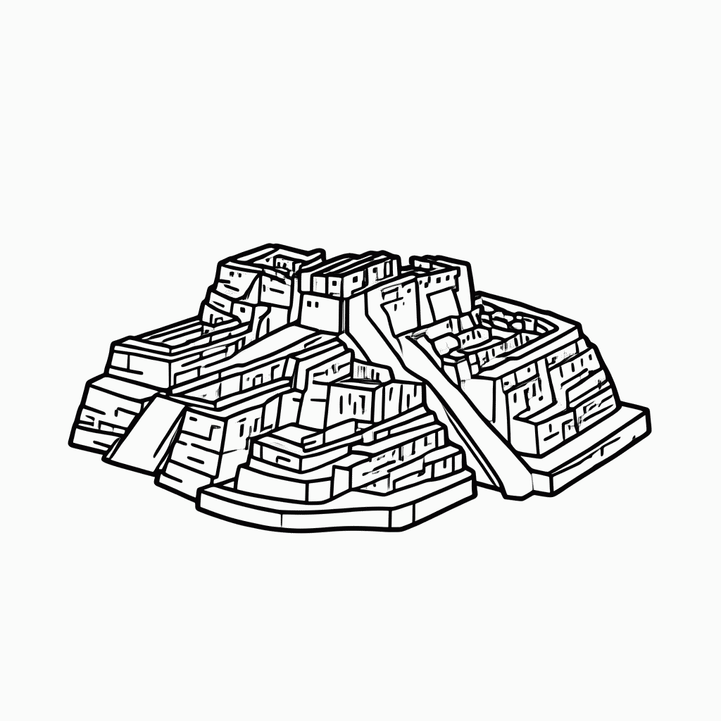 Desenho de Machu Picchu para colorir e imprimir grátis em folha A4