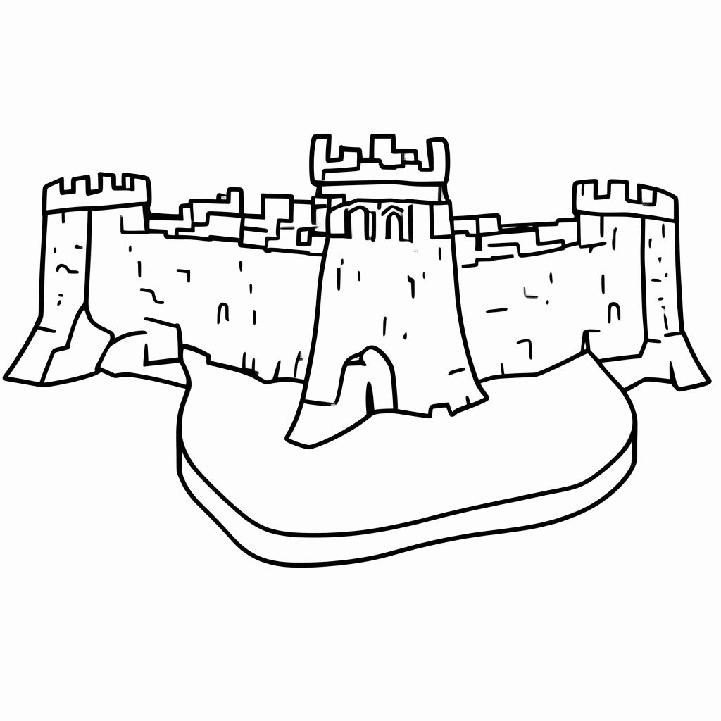 Desenho de Muralha China para colorir e imprimir grátis em folha A4