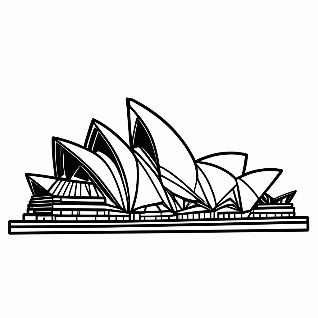Desenho de Sydney Opera House para colorir e imprimir grátis em folha A4