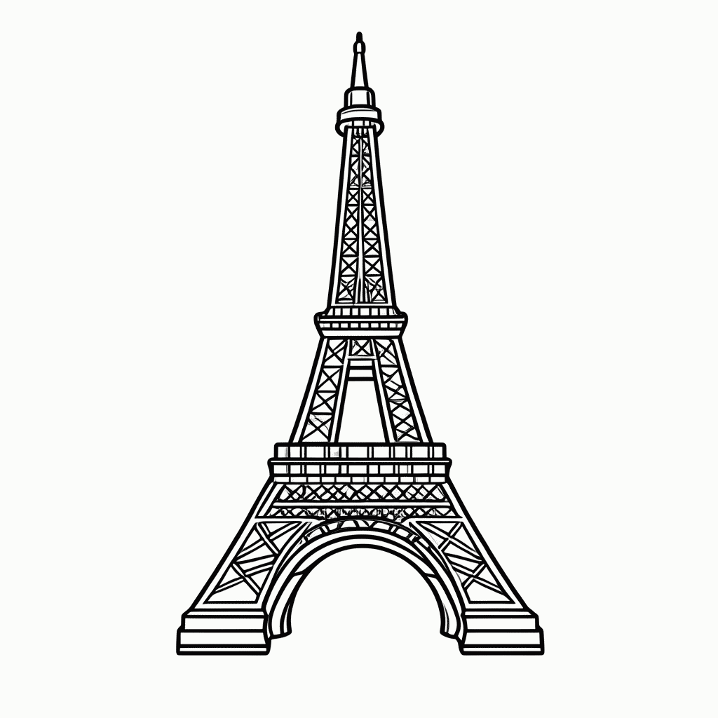 Desenho de Torre Eiffel para colorir e imprimir grátis em folha A4
