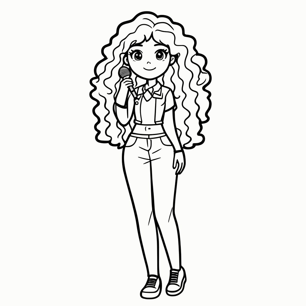 Desenho de Beyonce Fashion para colorir e imprimir grátis em folha A4
