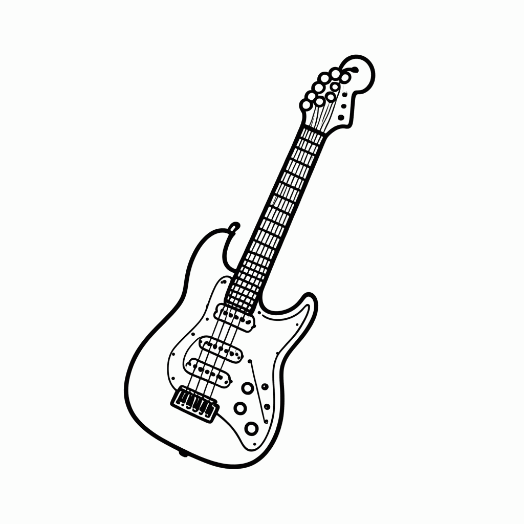 Desenho de Guitarra Eletrica para colorir e imprimir grátis em folha A4