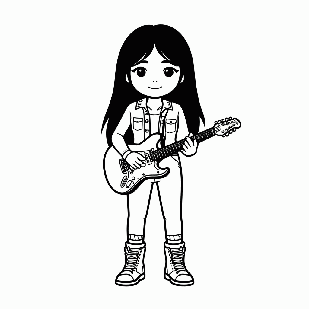 Desenho de Olivia Rodrigo Roqueira para colorir e imprimir grátis em folha A4