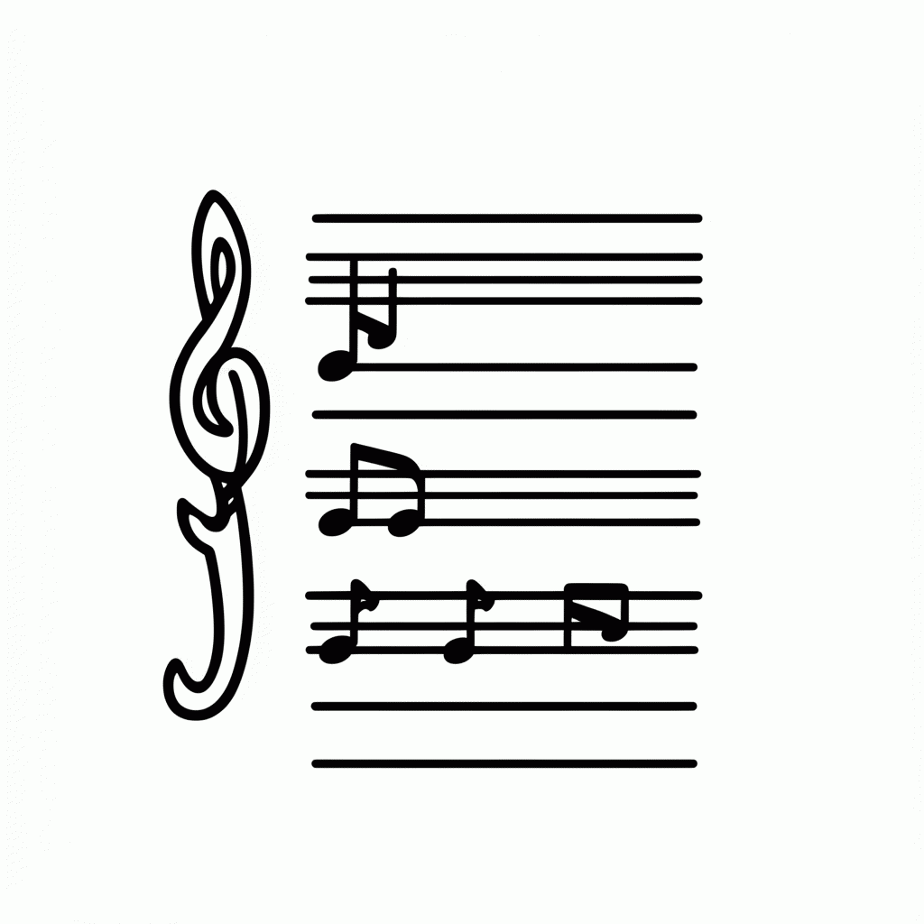 Desenho de Partitura Musical para colorir e imprimir grátis em folha A4