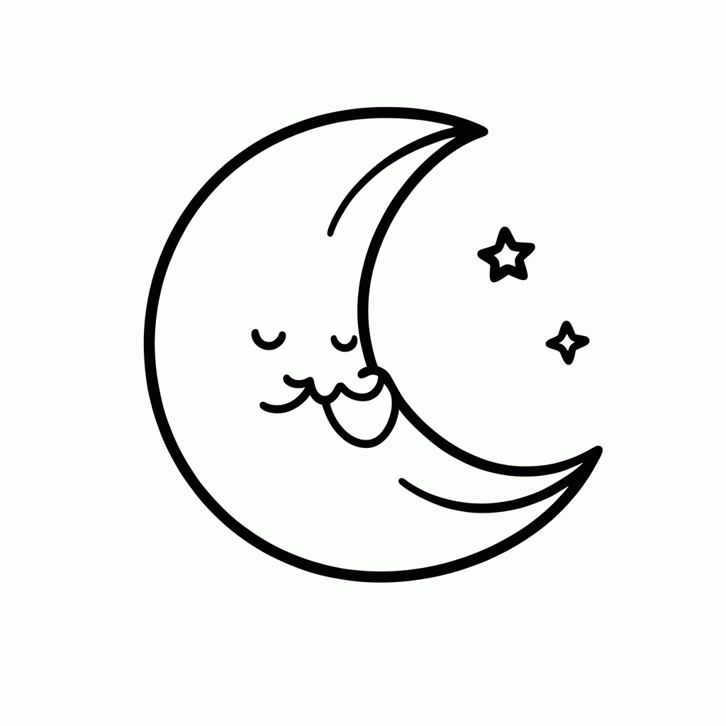 Desenho de Lua Natureza para colorir e imprimir grátis em folha A4