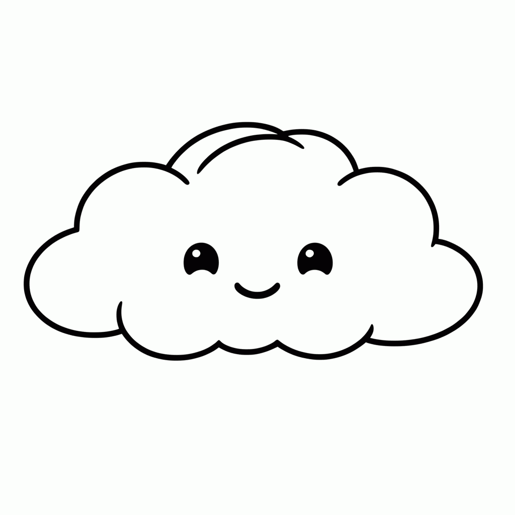 Desenho de Nuvem para colorir e imprimir grátis em folha A4