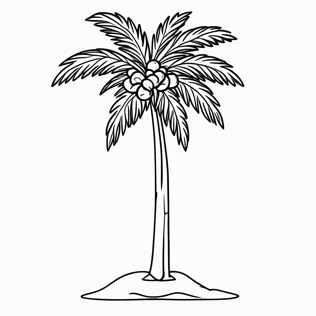 Desenho de Palmeira para colorir e imprimir grátis em folha A4
