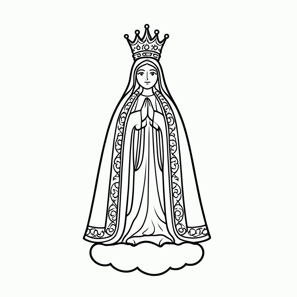 Desenho de Nossa Senhora Aparecida para colorir e imprimir grátis em folha A4