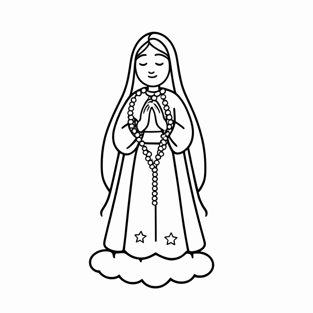 Desenho de Nossa Senhora de Fátima para colorir e imprimir grátis em folha A4