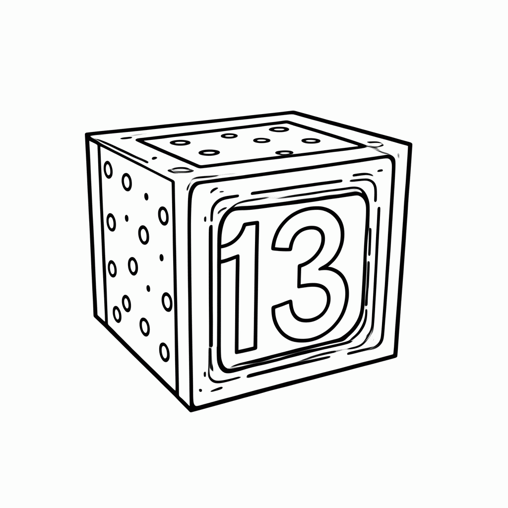 Desenho de Número 13 para colorir e imprimir grátis em folha A4