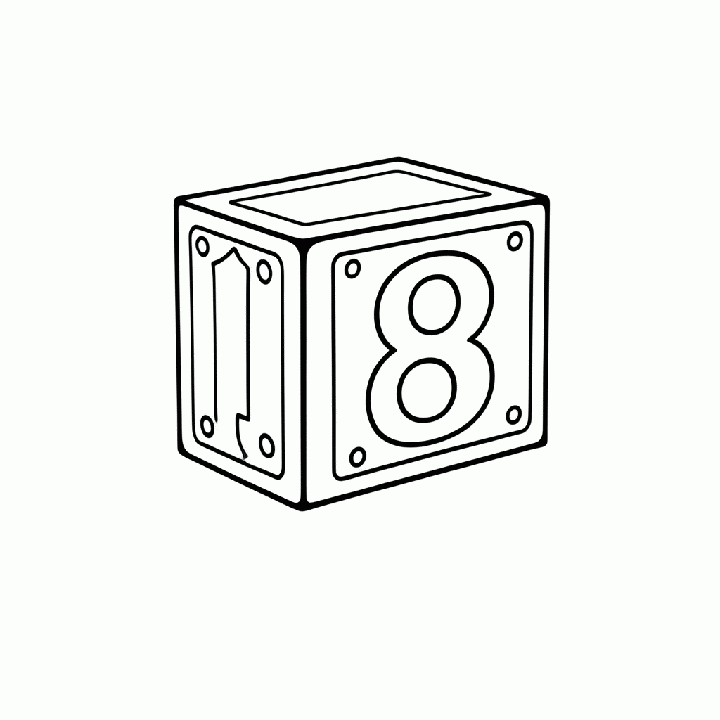Desenho de Número 18 para colorir e imprimir grátis em folha A4