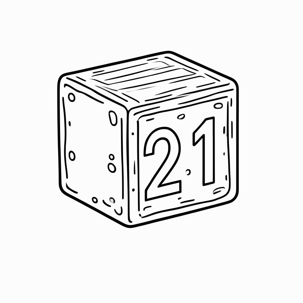 Desenho de Número 21 para colorir e imprimir grátis em folha A4