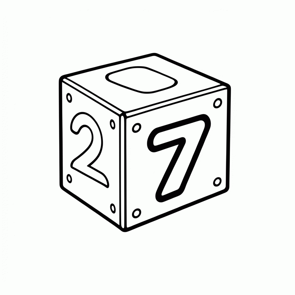 Desenho de Número 27 para colorir e imprimir grátis em folha A4