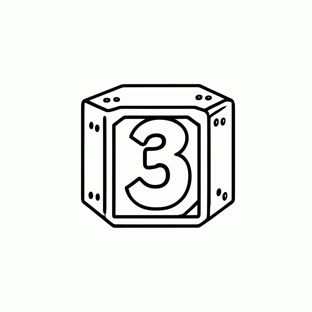 Desenho de Número 3 para colorir e imprimir grátis em folha A4