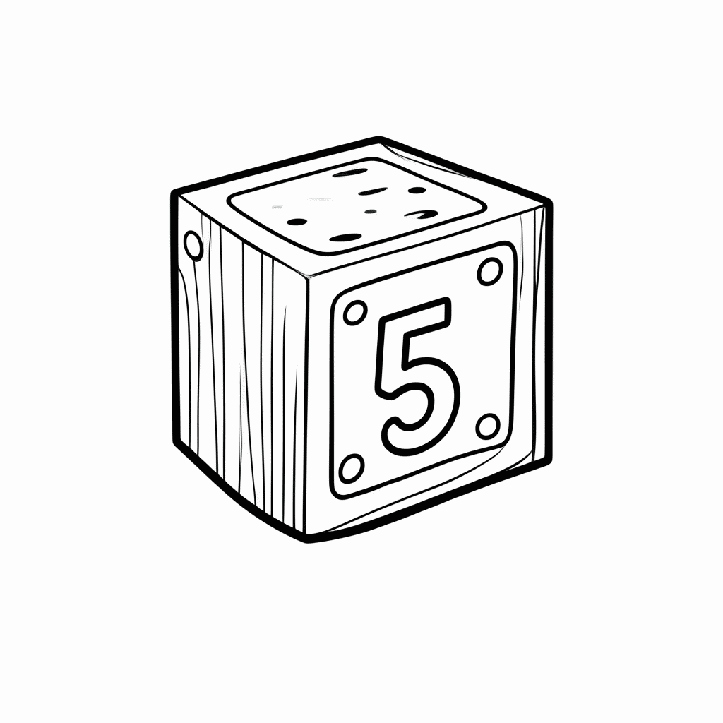 Desenho de Número 5 para colorir e imprimir grátis em folha A4