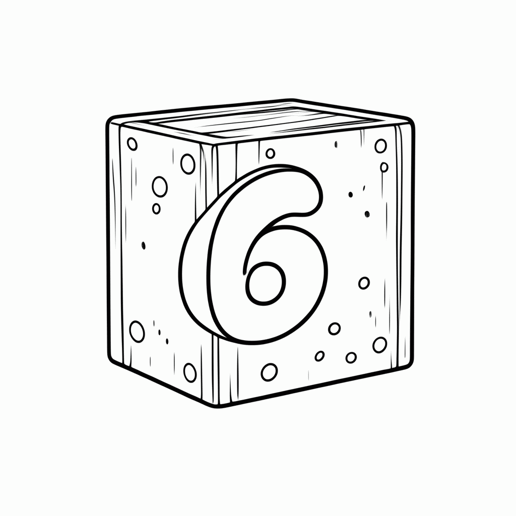 Desenho de Número 6 para colorir e imprimir grátis em folha A4