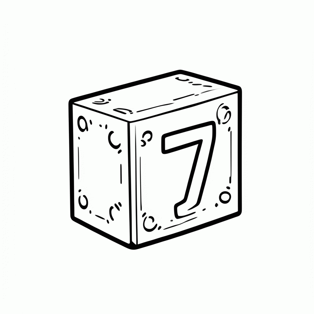 Desenho de Número 7 para colorir e imprimir grátis em folha A4