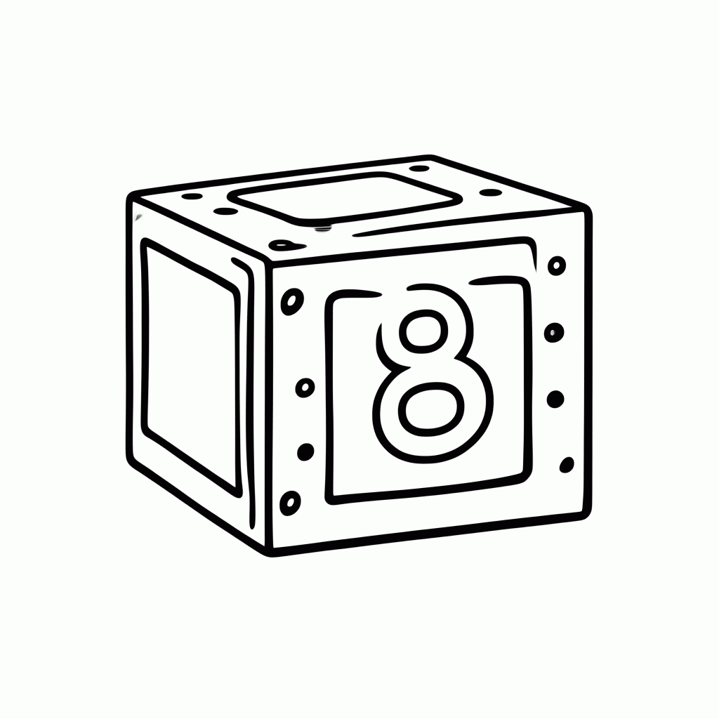 Desenho de Número 8 para colorir e imprimir grátis em folha A4