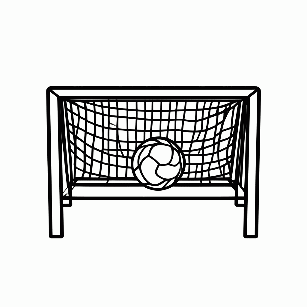 Desenho de Gol com Rede para colorir e imprimir grátis em folha A4