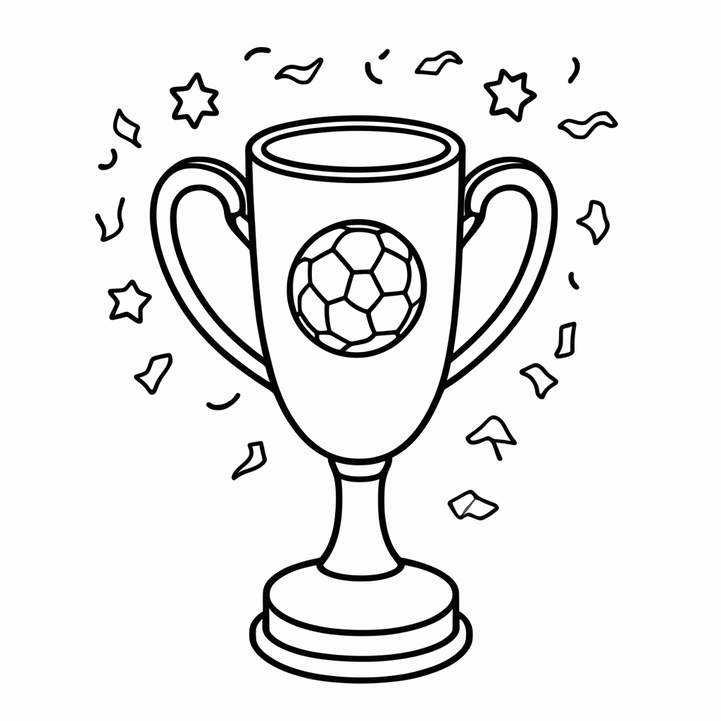 Desenho de Troféu da Copa Rumo às Quartas para Colorir para colorir e imprimir grátis em folha A4