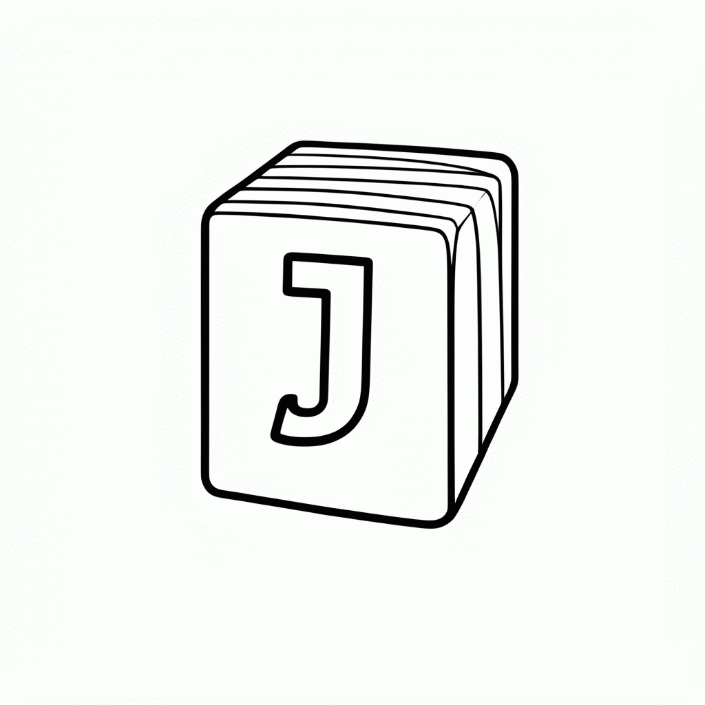 Desenho de J de Jacare para colorir e imprimir grátis em folha A4
