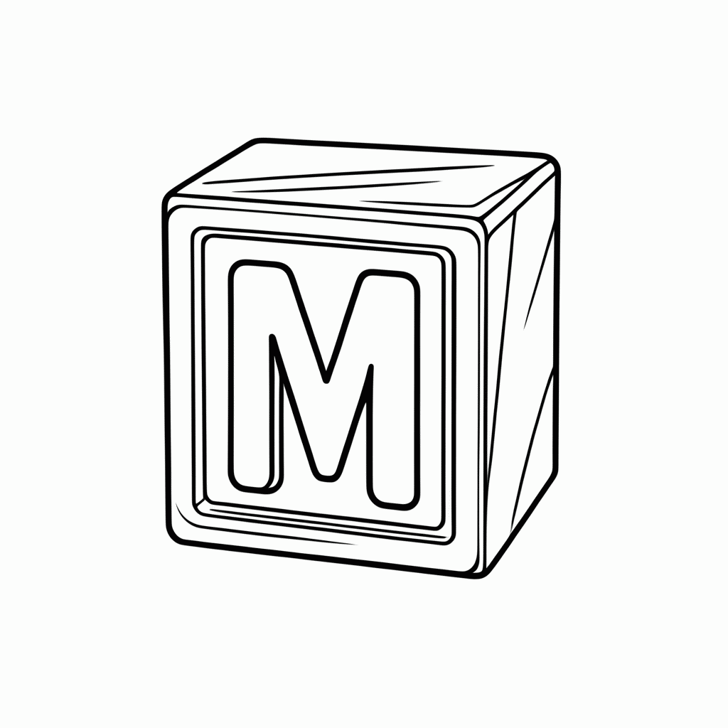 Desenho de M de Maca para colorir e imprimir grátis em folha A4