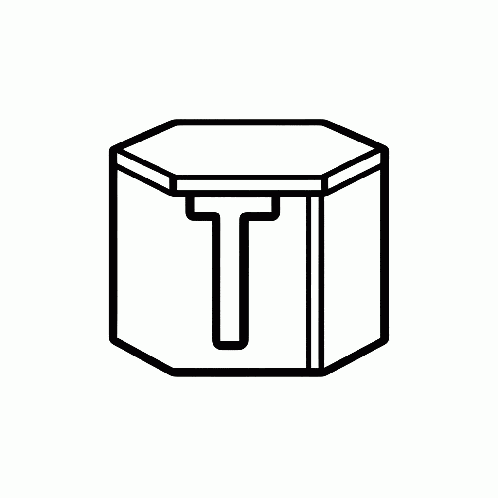 Desenho de T de Tatu para colorir e imprimir grátis em folha A4