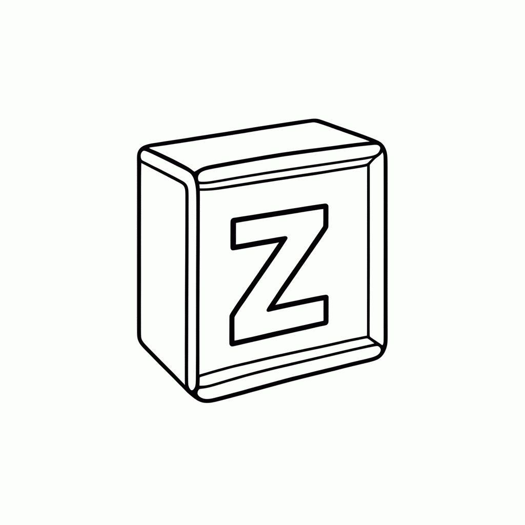 Desenho de Z de Zebra para colorir e imprimir grátis em folha A4