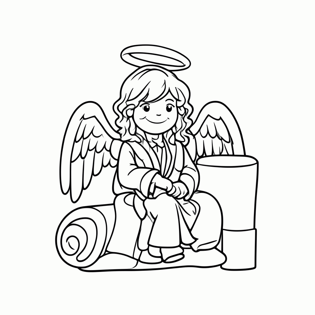 Desenho de Anjo Na Tumba para colorir e imprimir grátis em folha A4