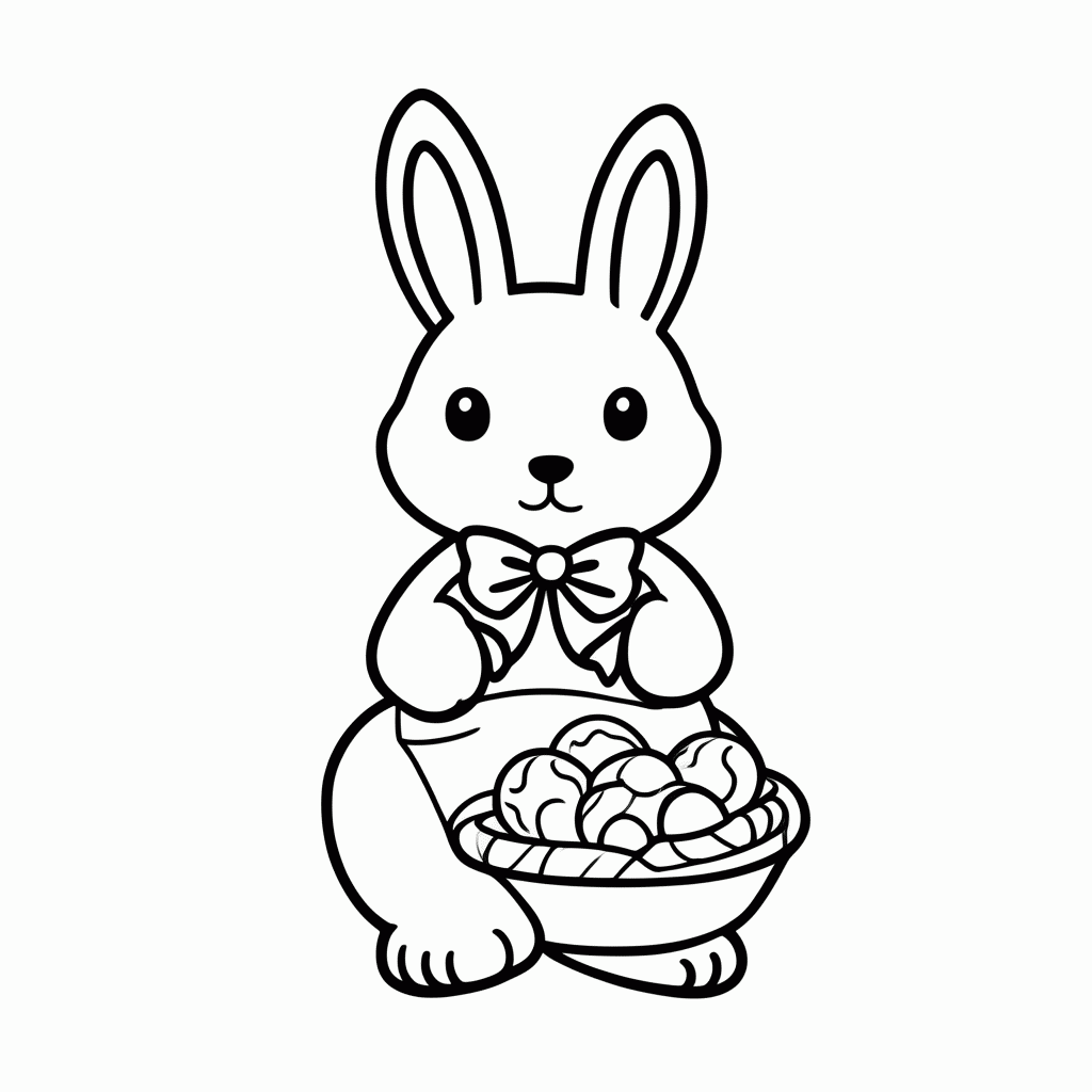 Desenho de Coelho Da Pascoa para colorir e imprimir grátis em folha A4