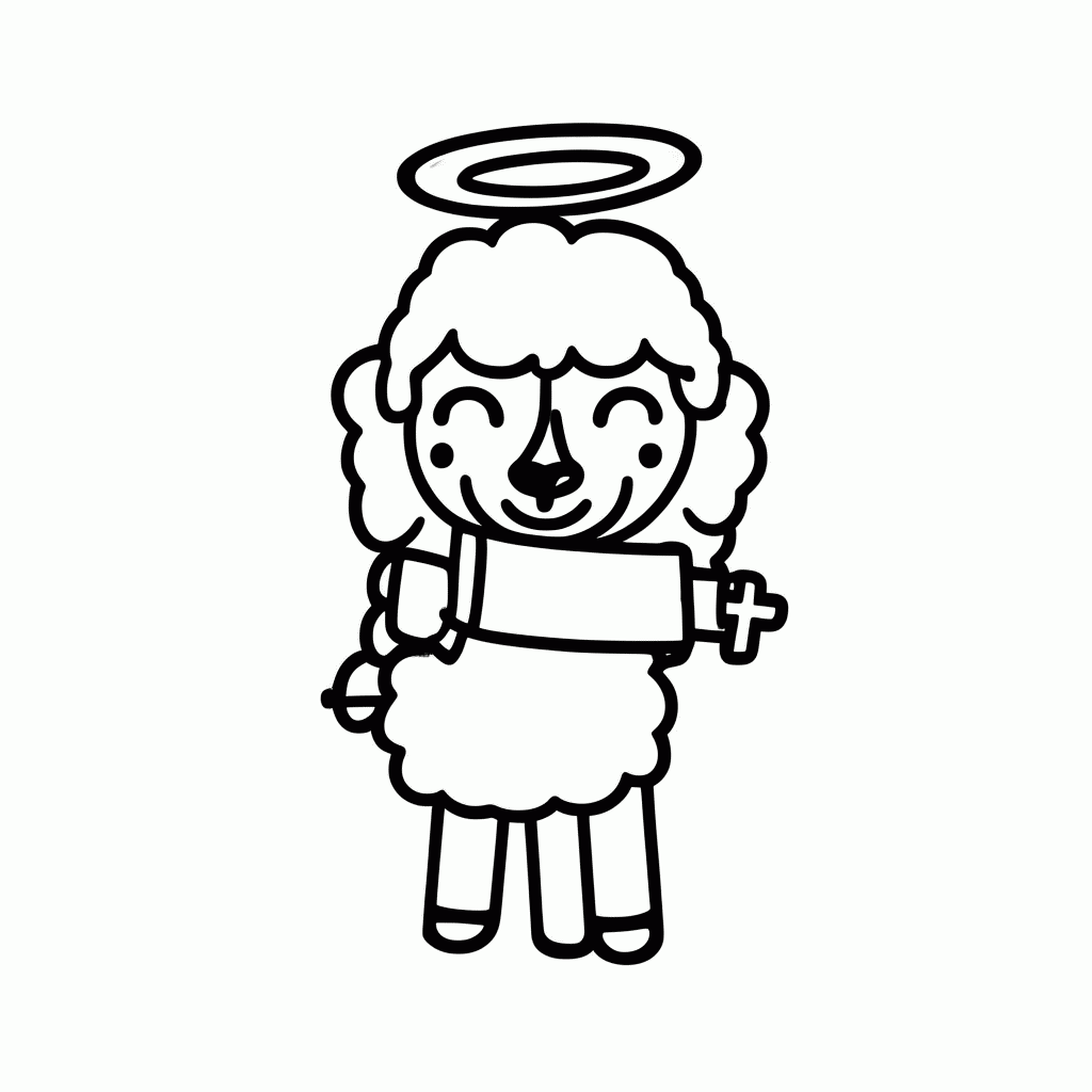 Desenho de Cordeiro De Deus para colorir e imprimir grátis em folha A4