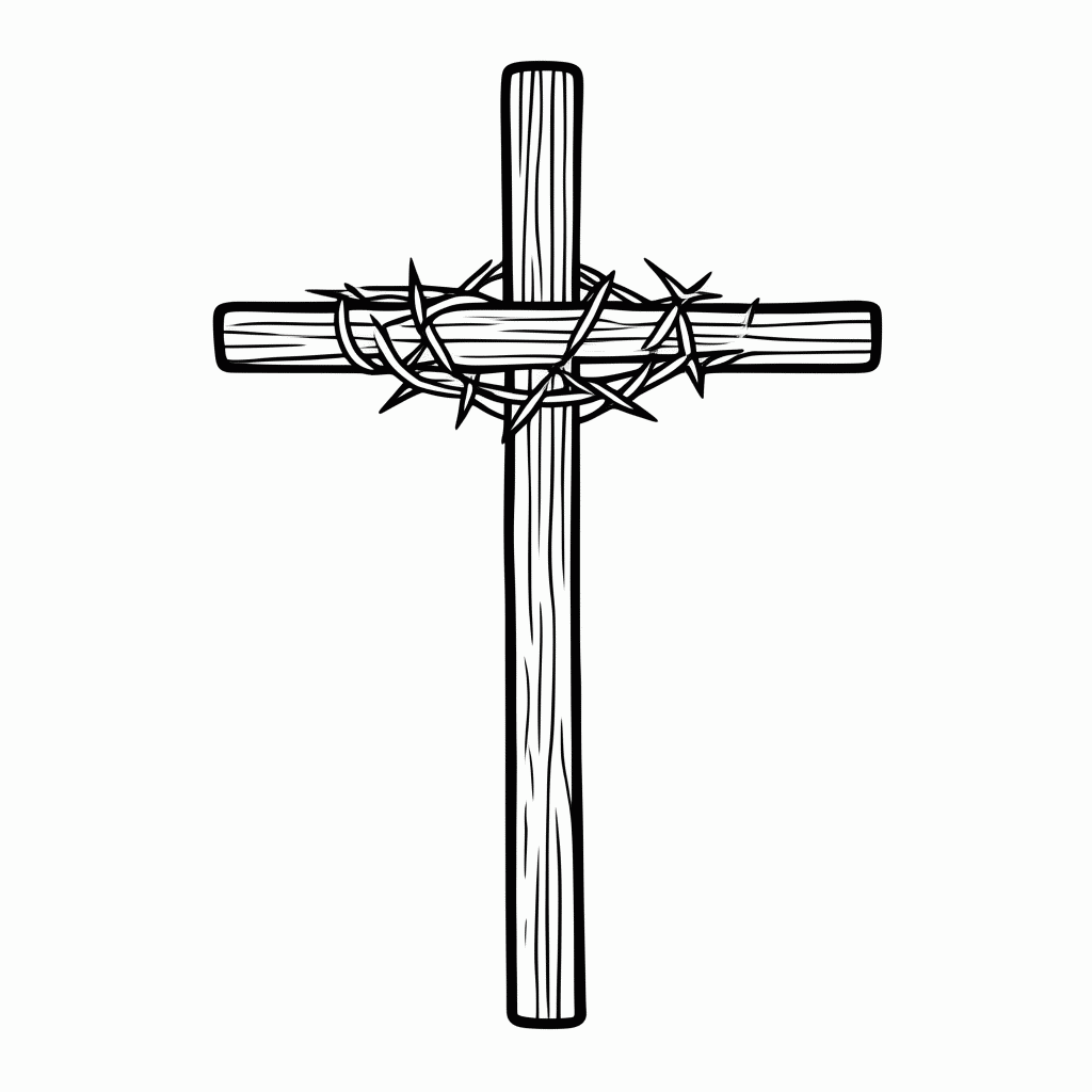 Desenho de Cruz Com Coroa De Espinhos para colorir e imprimir grátis em folha A4
