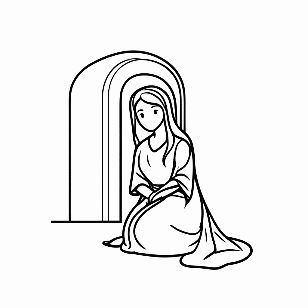 Desenho de Maria Madalena No Tumulo para colorir e imprimir grátis em folha A4