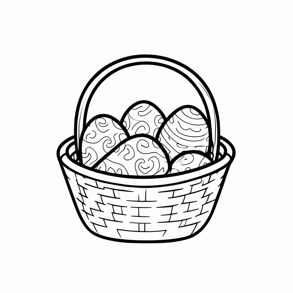 Desenho de Cesta Ovos Pascoa para colorir e imprimir grátis em folha A4
