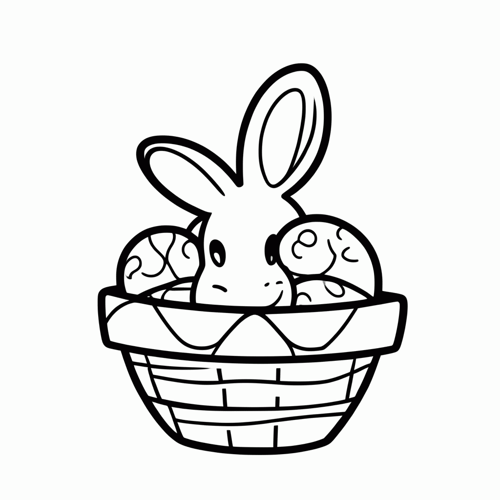 Desenho de Coelho Cesta Ovos para colorir e imprimir grátis em folha A4