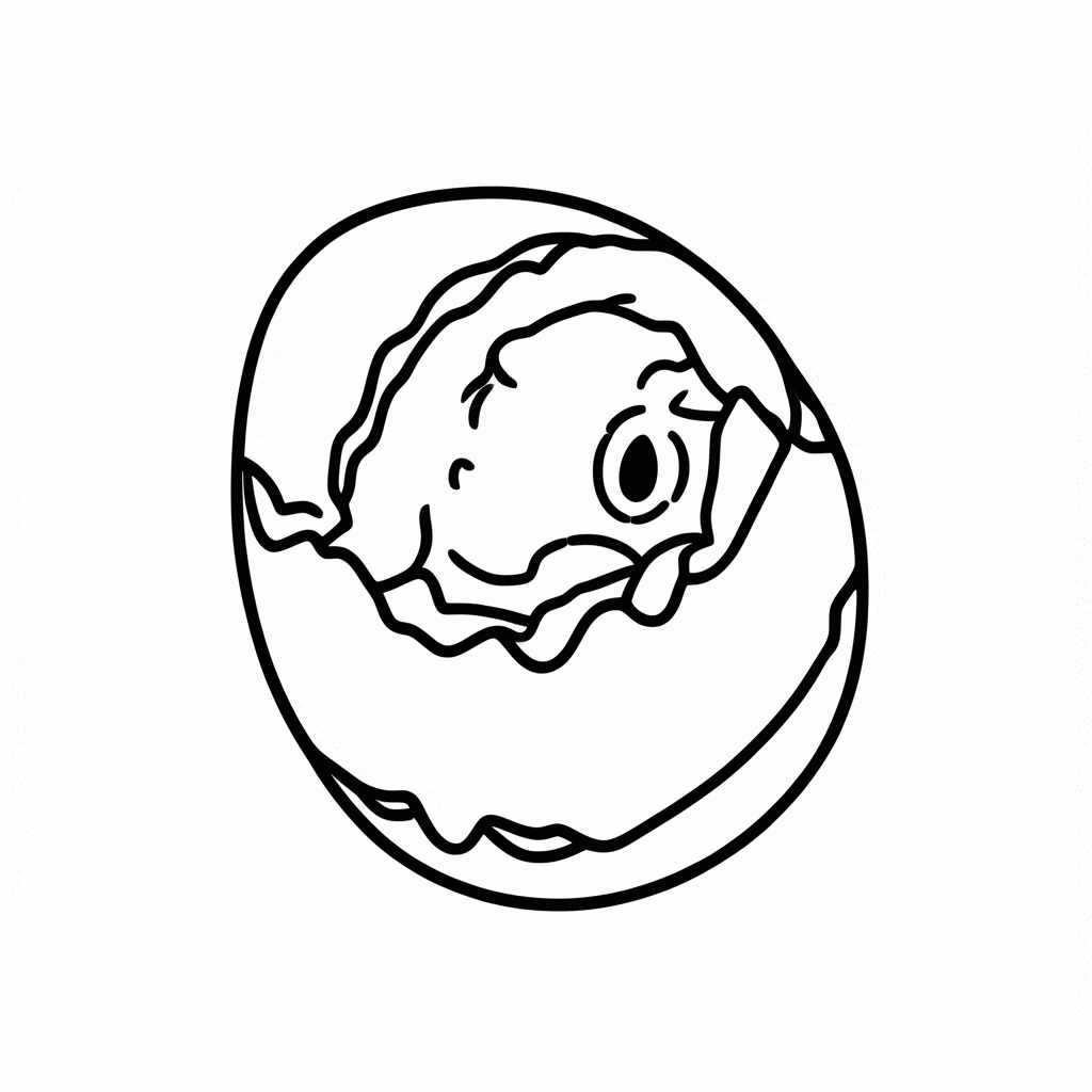 Desenho de Ovo Quebrado Pintinho para colorir e imprimir grátis em folha A4