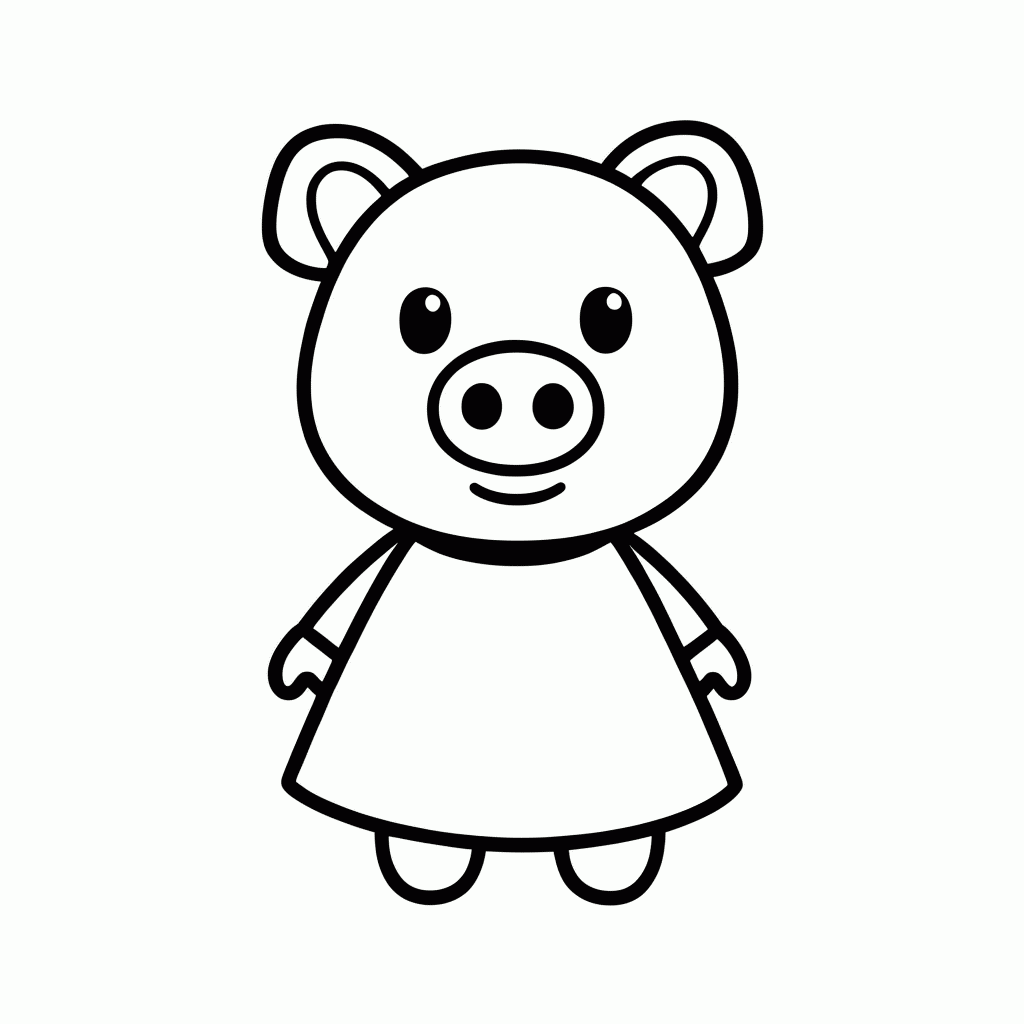 Desenho de Peppa Com Vestido para colorir e imprimir grátis em folha A4