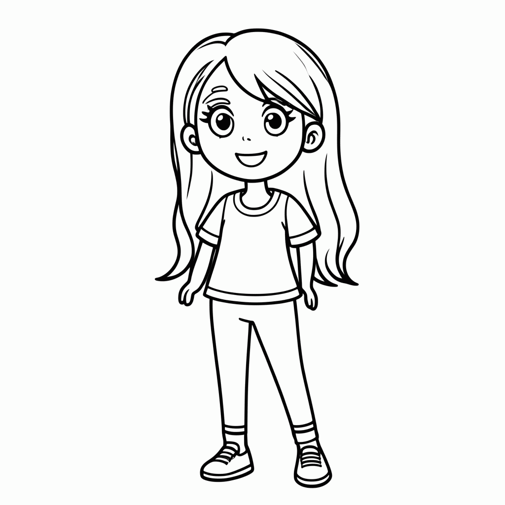 Desenho de Tina para colorir e imprimir grátis em folha A4